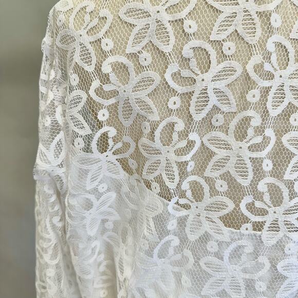 Vintage 90s Banjo poplin and lace western zip up shirt size 1X - Picture 12 of 15